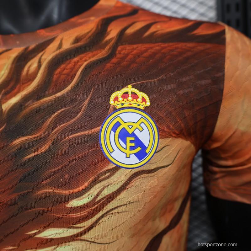 Player Version 25/26 Real Madrid NA ZHA Orange with Dragon Warrior Jersey