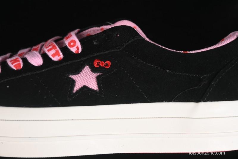 Converse One Star Hello Kitty Collaboration Low-Top Casual Sneakers with Embroidered Bow - 362940C