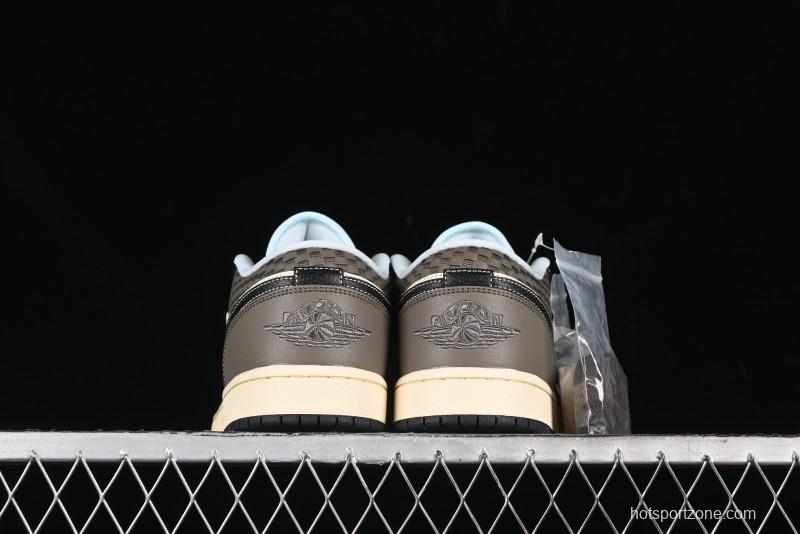 Nike Air Jordan 1 Low "Coconut Milk Black" Casual Basketball Shoes with Contrast Swoosh - HQ3437-101