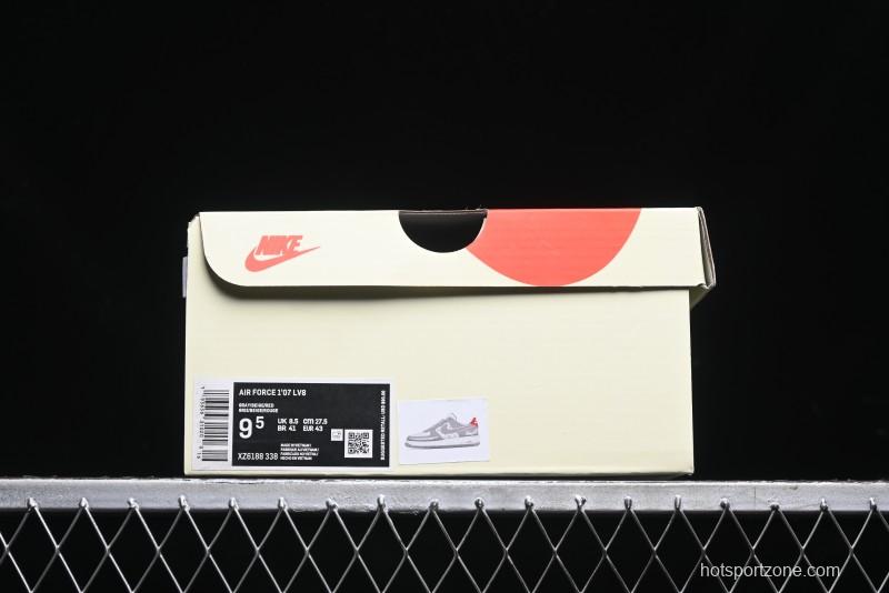 Nike Air Force 1 '07 Low Stussy Collaboration - Beige Grey Red Print Casual Sneakers - XZ6188-338