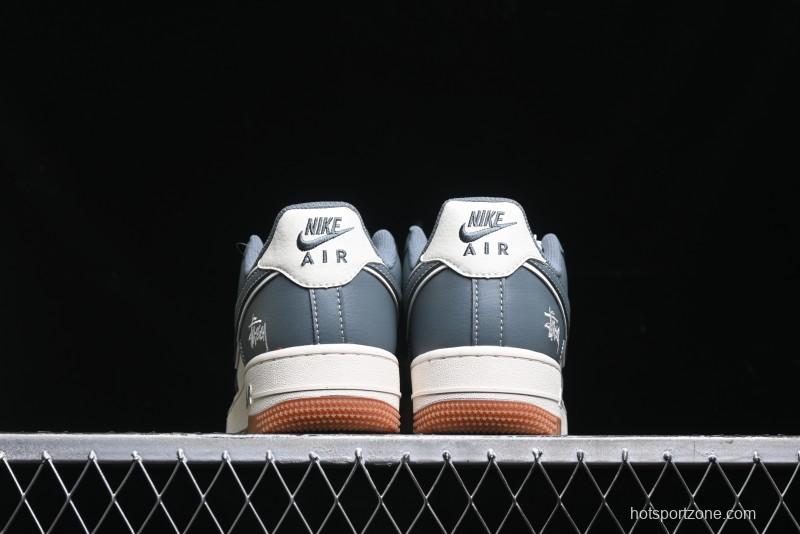 Nike Air Force 1 '07 Low Stussy Collaboration - Grey White Gum Sole Low-Top Casual Sneakers - XZ9688-101