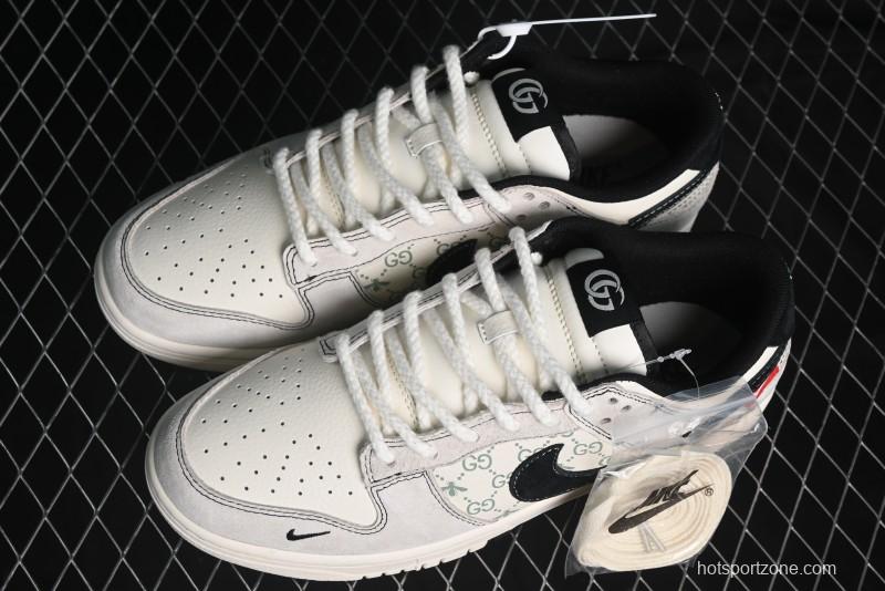 Nike SB Dunk Low Gucci Collaboration - Bumblebee Series Grey Black Hook Anniversary High-End Custom Low-Top Casual Skate Shoes - MM1089-029