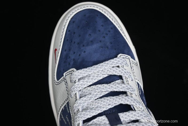 Nike SB Dunk Low Supreme Collaboration - White Blue with Crystal Outsole Anniversary High-End Custom Low-Top Casual Skate Shoes - XS1086-002