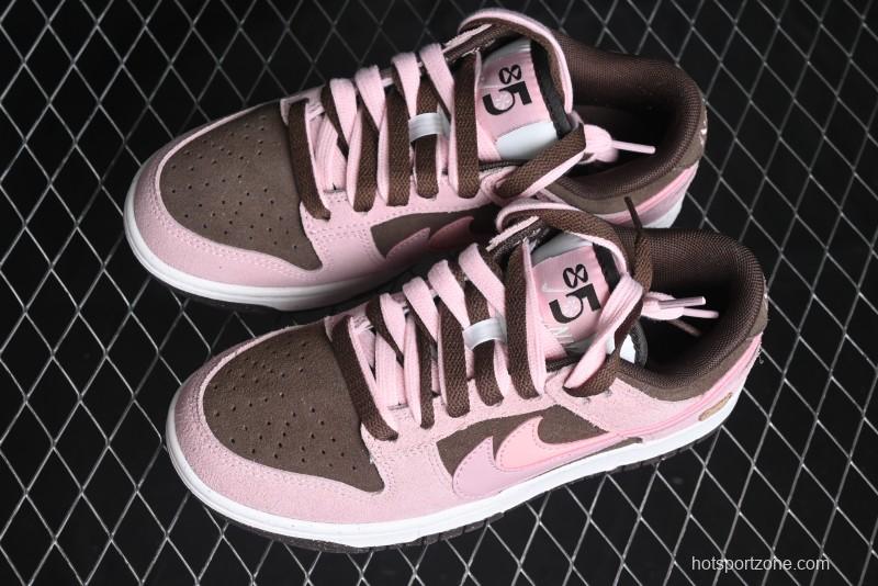 Nike Dunk Low 85 Double Swoosh Series Strawberry Chestnut SB Low Top Casual Skate Shoes - HV1799-161