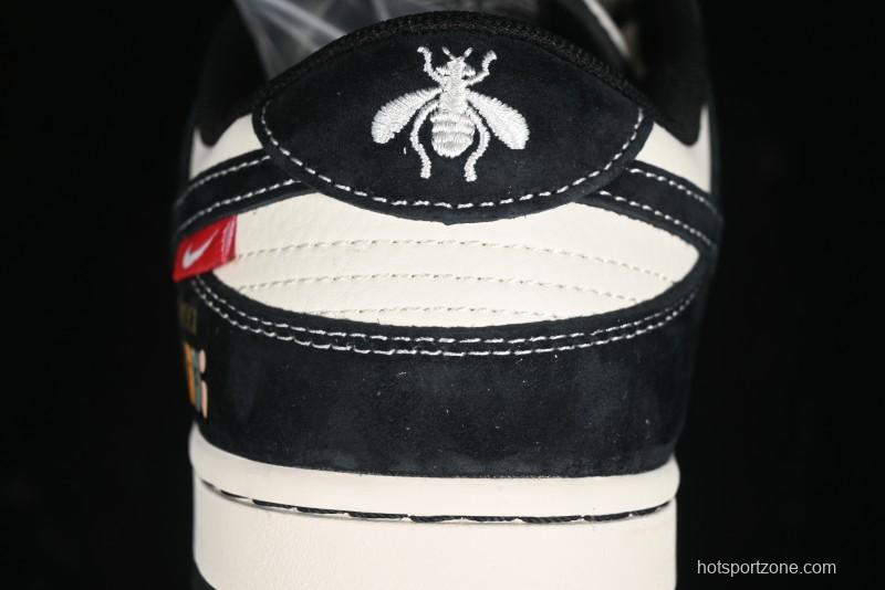 Nike SB Dunk Low Gucci Collaboration - Small Bee Series Black Hook Anniversary High-End Custom Low-Top Casual Sneakers - MM1089-030