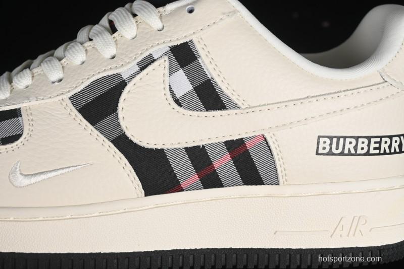 Nike Air Force 1 '07 Low Burberry Collaboration - White Black Check Low-Top Casual Sneakers - DF0180-005