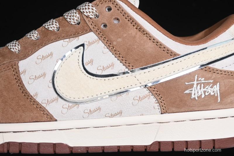 Nike SB Dunk Low Stussy Collaboration - Mummy Brown Anniversary Custom Low-Top Casual Sneakers - XX3168-601