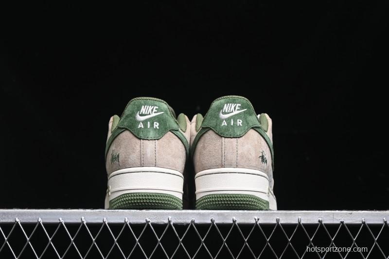 Nike Air Force 1 '07 Low Stussy Collaboration Light Brown Green Low-Top Casual Sneakers - XZ6188-666