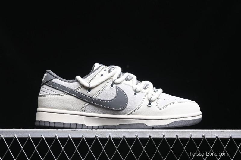 Nike SB Dunk Low Supreme x Stone Island Triple Collaboration - Strap Patch Gray Hook Anniversary High-End Custom Low-Top Casual Skate Shoes - YX5066-203