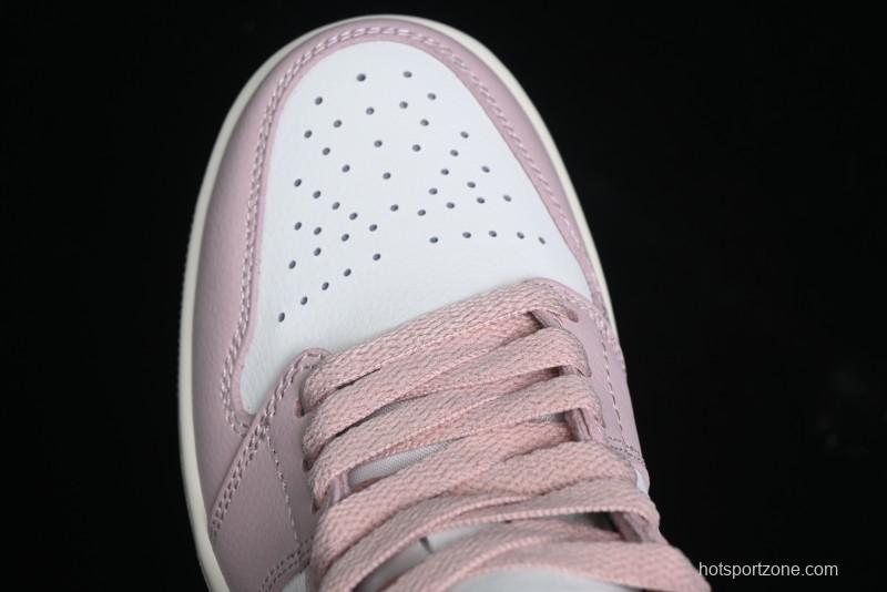 Nike Air Jordan 1 Mid AJ1 Basketball Shoes in Khaki Pink - BQ6472-620