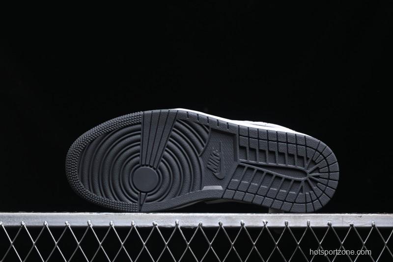 Nike Air Jordan 1 Low Stussy Collaboration - Grey Pigskin Black Base Retro Basketball Shoes - XX3318-968