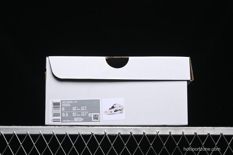 Nike Air Force 1 '07 Mid Hand-Painted Olive Green with Swoosh Shadow Strap Mid-Top Casual Sneakers - CW2289-111