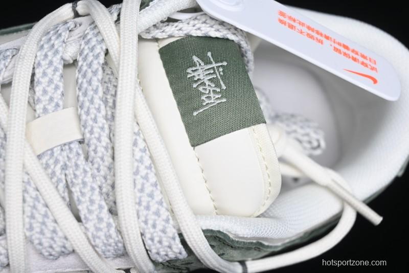 Nike SB Dunk Low Stussy Collaboration - Patina Green Lace-Up Anniversary Custom Low-Top Casual Skate Shoes - XS1186-105