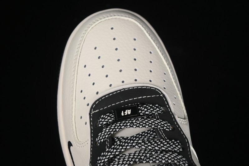 Nike Air Force 1 '07 Low Stone Island x Supreme Collaboration - Off-White Black Heel Casual Sneakers - BB1616-307