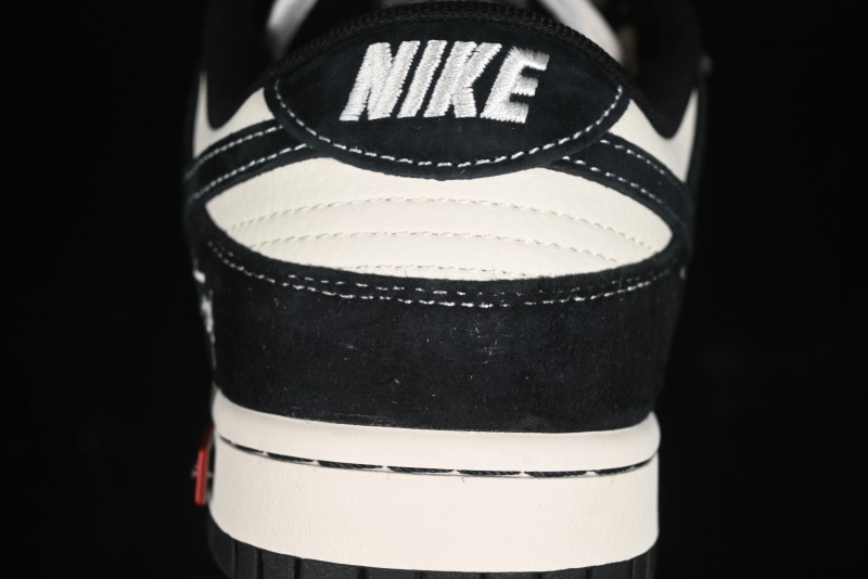 Nike SB Dunk Low Stussy Collaboration - Embroidered Black Swoosh Anniversary Custom Low-Top Casual Sneakers - MM1089-034
