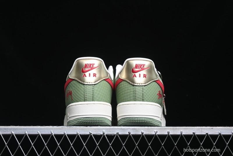 Nike Air Force 1 '07 Low Stussy Collaboration - Snake Green Low-Top Casual Sneakers - KK1988-028