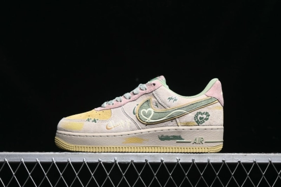 Nike Air Force 1 '07 Low Peach Trees Christmas Eve Limited Custom Casual Sneakers - CD1212-777