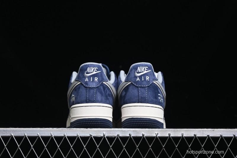 Nike Air Force 1 '07 Low Stussy Collaboration - Grey Blue Suede Low-Top Casual Sneakers - SJ6698-007