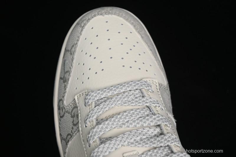 Nike SB Dunk Low Gucci Collaboration - Smoke Grey Sole Anniversary High-End Custom Low-Top Casual Skate Shoes - XX2025-802