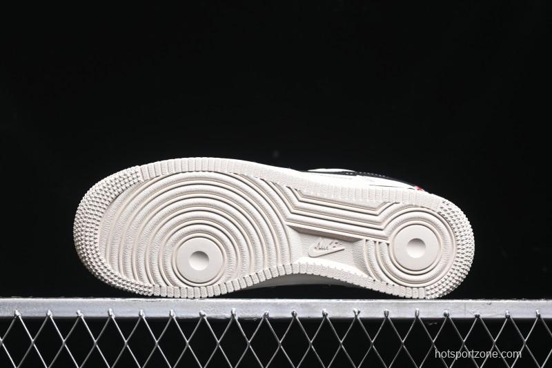 Nike Air Force 1 '07 Low Stussy Collaboration - White Black Swoosh Red Tab Low-Top Casual Sneakers - SJ6698-015