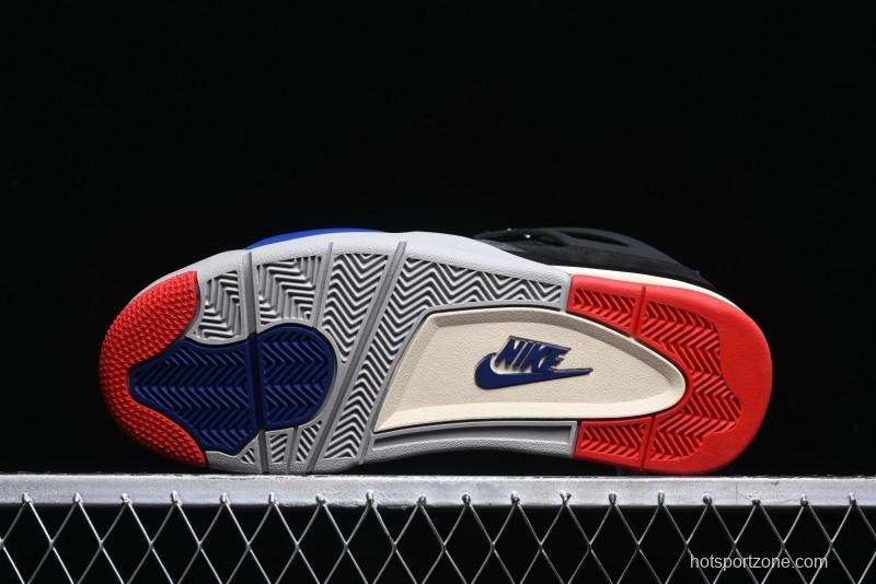 Nike Air Jordan 4 Retro Basketball Shoes with Black-Grey-Blue Color Blocking - FV5029-003