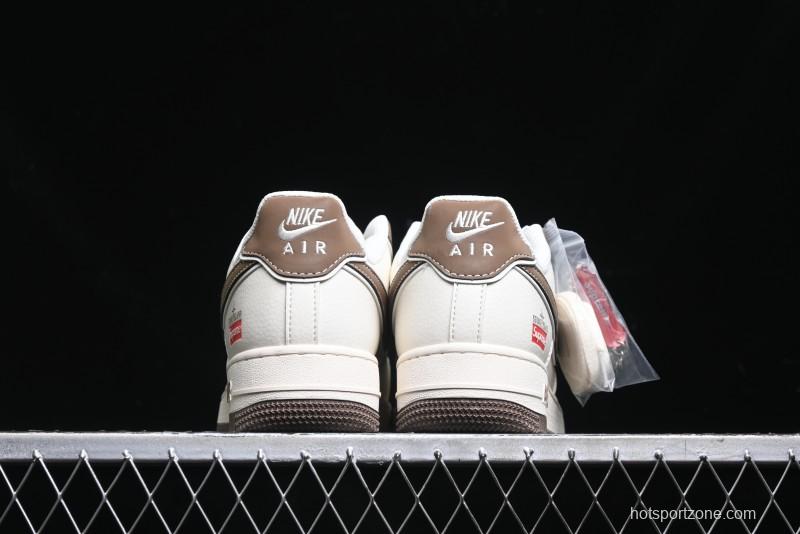 Nike Air Force 1 '07 Low Stone Island x Supreme Collaboration - Beige Brown Swoosh Casual Sneakers - BB1616-306