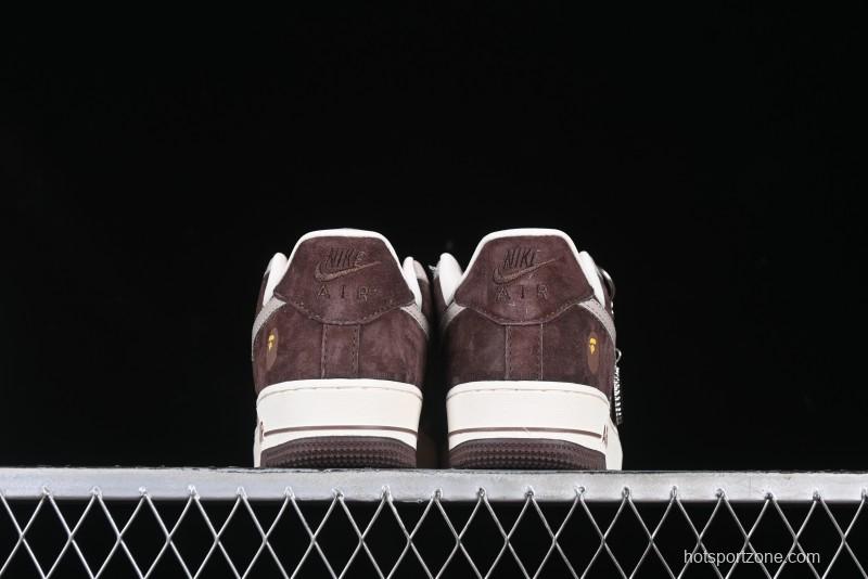 Nike Air Force 1 '07 Low BAPE Collaboration Grey Green Brown Low-Top Casual Sneakers - KK1988-039