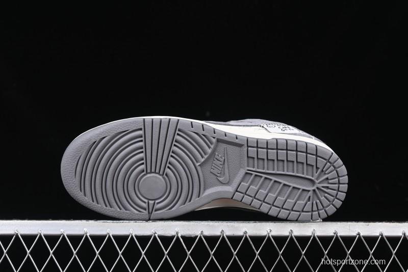 Nike SB Dunk Low Stussy Anniversary Edition Patchwork Grey Swoosh Customized Casual Skate Shoes - YX5066-221