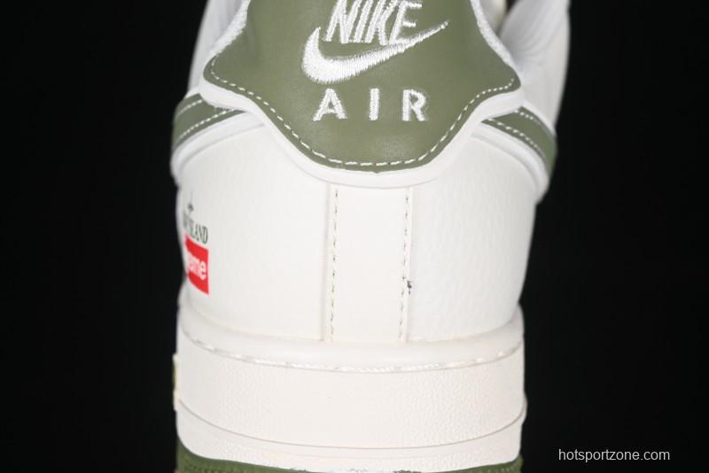 Nike Air Force 1 '07 Low Stone Island x Supreme Collaboration Beige Green Swoosh Low-Top Casual Sneakers - BB1616-301