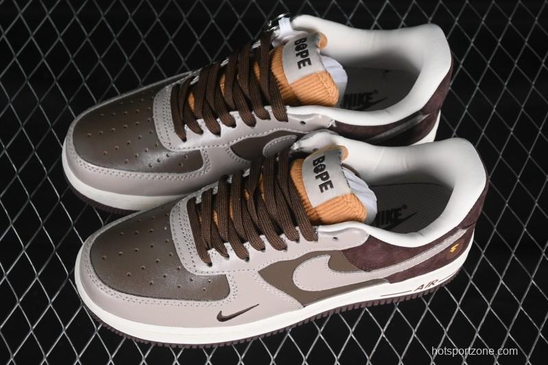 Nike Air Force 1 '07 Low BAPE Collaboration Grey Green Brown Low-Top Casual Sneakers - KK1988-039