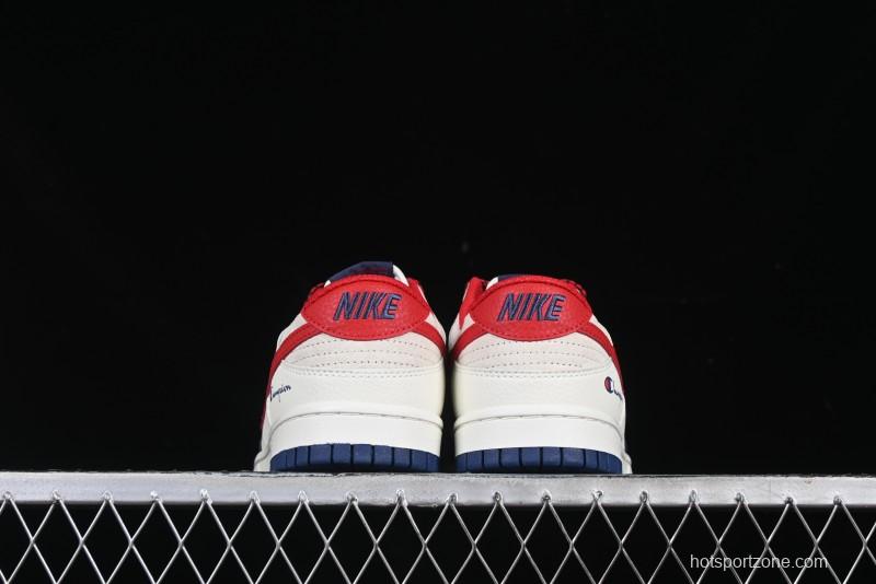 Nike SB Dunk Low Edison Chen Collaboration Blue Red Swoosh Anniversary Custom Low-Top Casual Skate Shoes - DJ2024-099