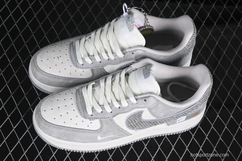 Nike Air Force 1'07 Low The North Face Collaboration Pig Grey Snake Print Low-Top Casual Sneakers - DF0188-027