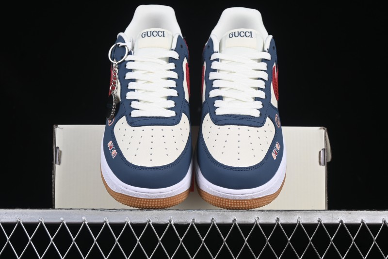 Nike Air Force 1 '07 Low Gucci Collaboration Snake Pattern Red Swoosh Casual Sneakers - DF0188-039