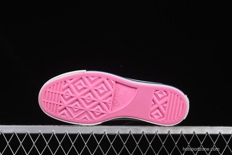 Converse Chuck 1970s High Top Casual Sneakers with Star Stitching and White-Pink-Blue Mismatched Design - A15744C