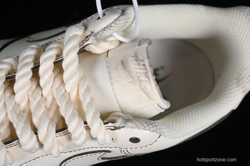 Nike Air Force 1 '07 Low Casual Sneakers with Hemp Rope Laces and Distressed Design - 315122-333