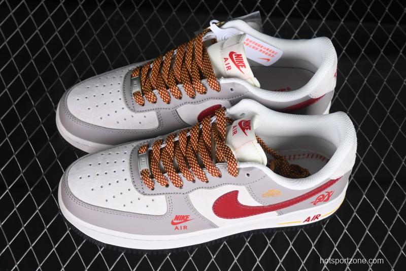 Nike Air Force 1 '07 Low Year of the Snake Limited Edition Beige Grey Red Swoosh Casual Sneakers - DM6688-029