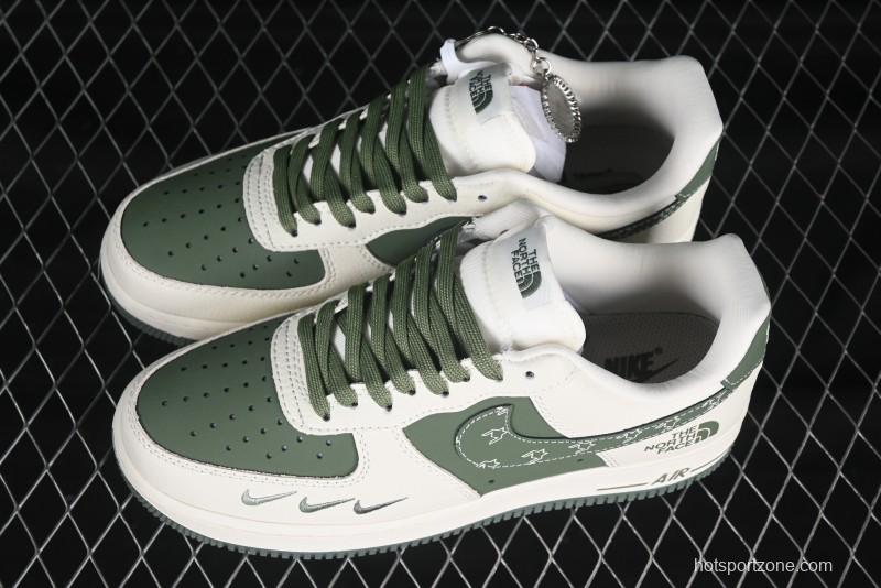 Nike Air Force 1 '07 Low The North Face Collaboration Beige Green Mini Swoosh Casual Sneakers - KK1988-043