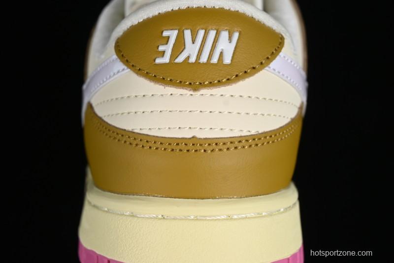 Nike Dunk Low "Just Do It" SB Low-Top Casual Skate Shoes in Coconut Milk and Pink - FD8683-700