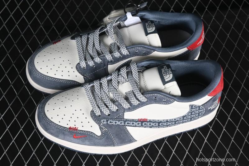 Nike Travis Scott x Fragment Design x Air Jordan 1 Low OG SP AJ1 CDG White Grey Low Top Casual Sneakers - DM9288-005