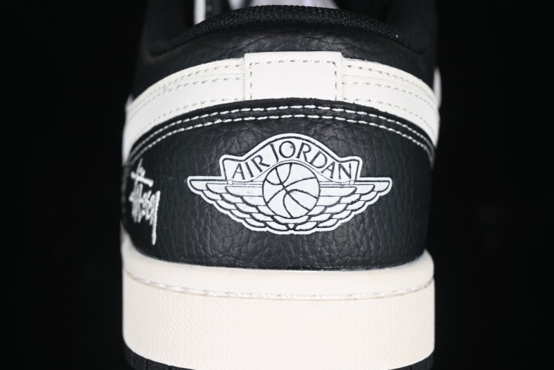 Nike Air Jordan 1 Low AJ1 Stussy White Black Leather Retro Basketball Shoes - XX3318-507
