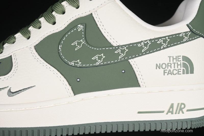 Nike Air Force 1 '07 Low The North Face Collaboration Beige Green Mini Swoosh Casual Sneakers - KK1988-043