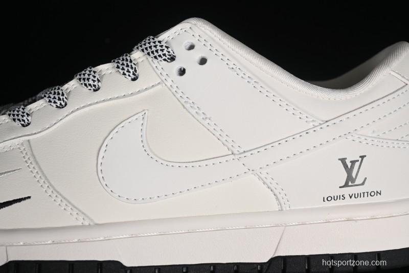 Nike SB Dunk Low LV Collaboration - Double Swoosh Beige Black Anniversary High-End Custom Low-Top Casual Sneakers - XX2025-307