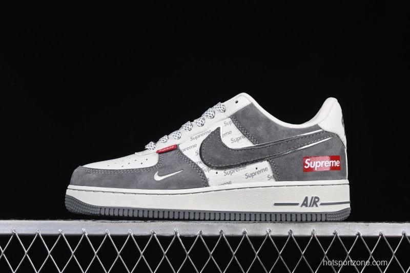 Nike Air Force 1 '07 Low Supreme Collaboration Grey Swoosh Red Tab Low-Top Casual Sneakers - CH6336-510