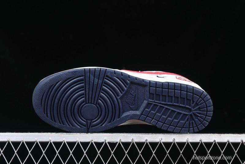 Nike SB Dunk Low Supreme Collaboration - Grey Pig Suede with Red Swoosh Anniversary Custom Edition Low-Top Casual Skate Shoes - CH8311-232