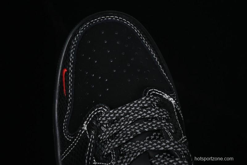 Nike Travis Scott x Fragment Design x Air Jordan 1 Low OG SP AJ1 Year of the Snake Limited Black Snake Web Low Top Casual Sneakers - CH6336-018