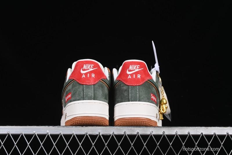 Nike Air Force 1 '07 Low Supreme Year of the Snake Limited Edition Green Brown Double Swoosh Casual Sneakers - DM6688-025