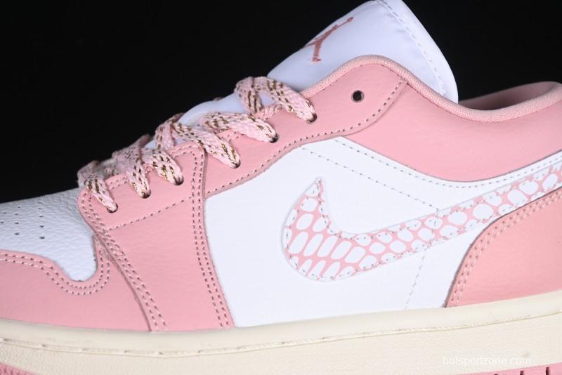 Nike Air Jordan 1 Low AJ1 Custom White Pink Low-Top Casual Lifestyle Sneakers - DC0774-162