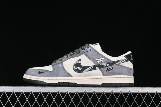 Nike SB Dunk Low Anniversary Edition Customized Sneakers with Grey Swoosh Logo - DJ2024-083