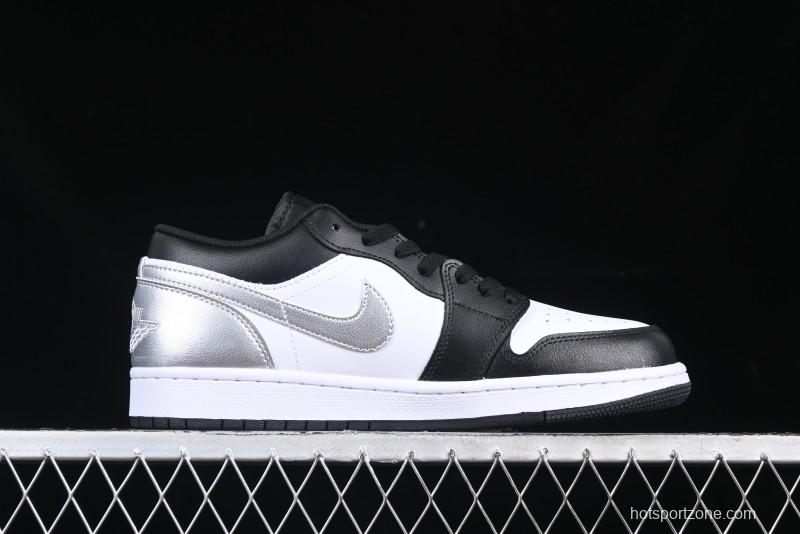 Nike Air Jordan 1 Low AJ1 Basketball Shoes in Black White Silver - 553558-131