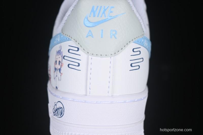 Nike Air Force 1 '07 Low Casual Sneakers with Erciyuan Hand-Painted Graffiti Lingzhu Aobing Design - HF0022-010